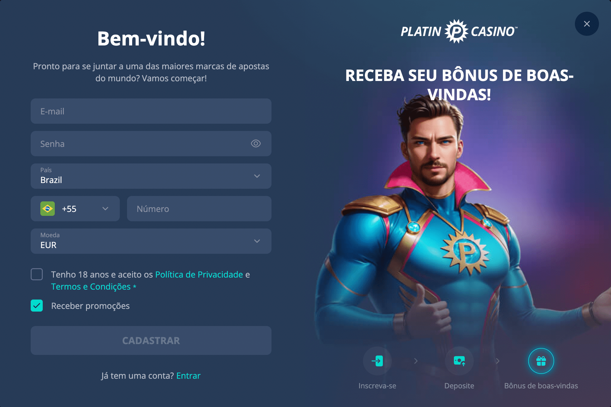 Platin Casino sign up offer